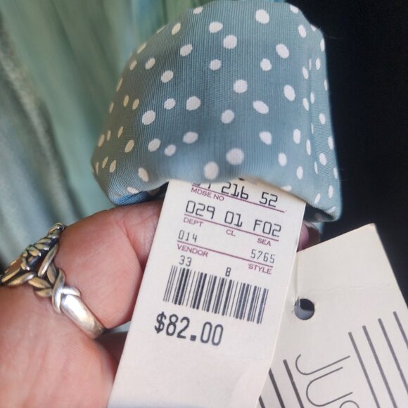 Vintage 80s 90s Teal Green Crinkle Midi Dress & Long Duster Jacket 2pc Set - Picture 4 of 16